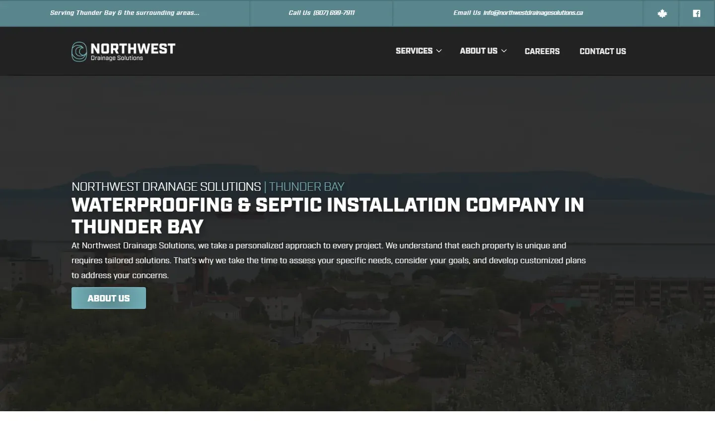 The Northwest Drainage Solutions website on a desktop screen